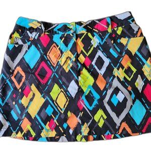 Salzenger Women's Golf Pickleball Athletic Skort Skirt Size 10 Black Geometric